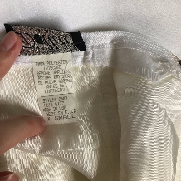 White Long Formal Dress with a Beaded Waist - XS - Picture 8 of 10